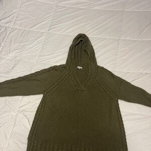 Sonoma Olive V-Neck Hooded Sweater